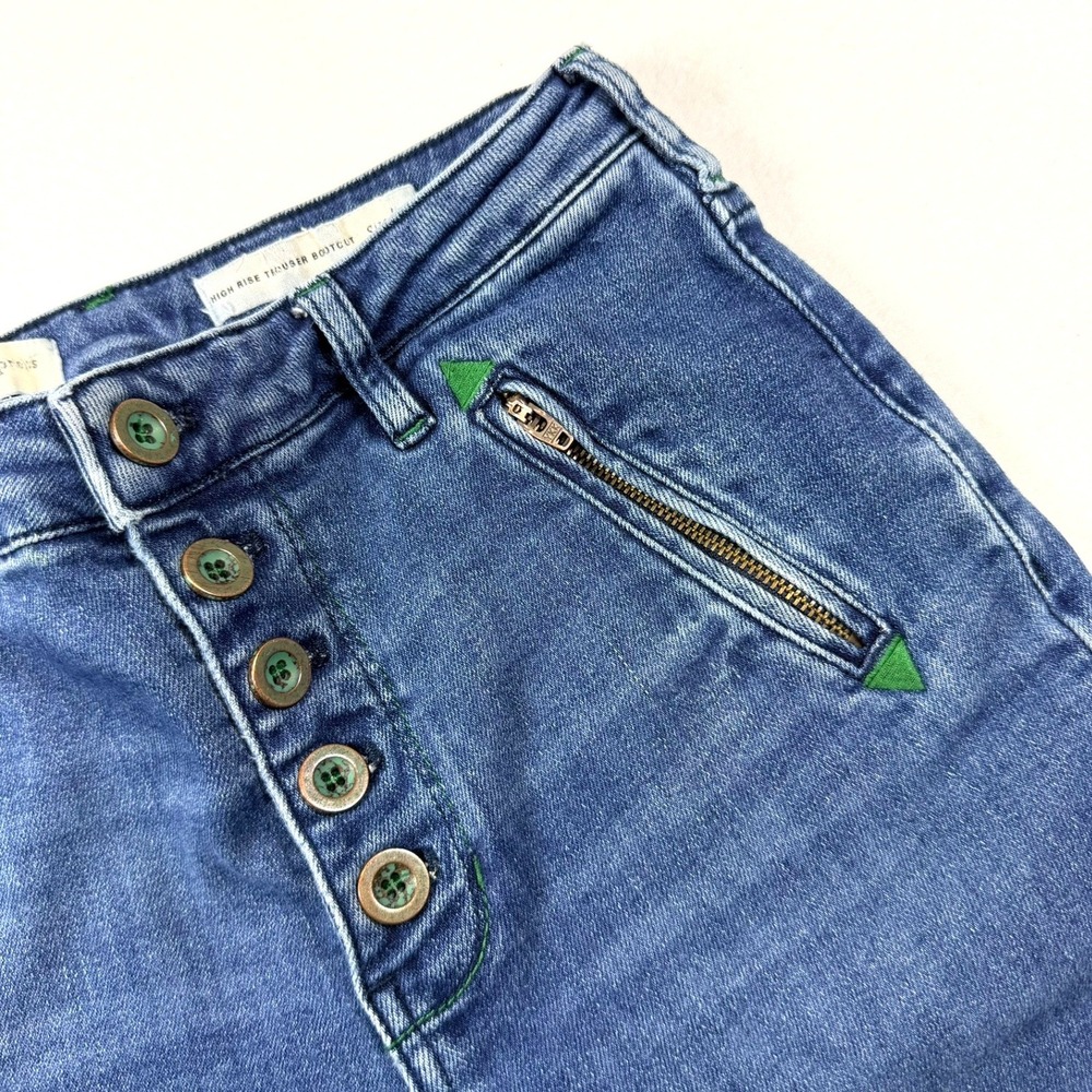 Anthropologie Pilcro High Rise Trouser Bootcut Jeans Blue Button Fly Size 28 - Picture 11 of 15